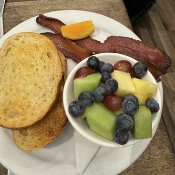 Jam Cafe - Fruit cup, side of bacon, side of toast - Breakfast & Brunch Near Me - North Vancouver, British Columbia