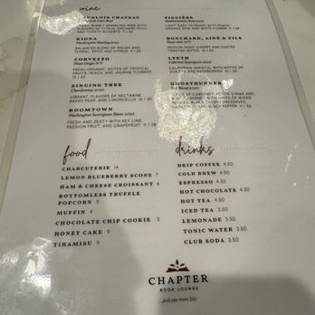 Chapter Book Lounge - Menu - Bookstores Near Me - Noblesville, Indiana