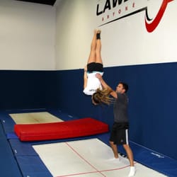 Laws of Motion - Trampoline and Tumbling - Spotting a back layout on the tramp