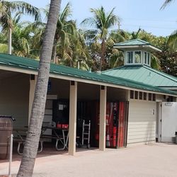 Boynton Inlet Pier - Restroom area snack machine in the middle and bbq