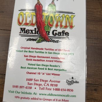Old Town Mexican Cafe - Front of menu - Mexican Near Me - San Diego, California Old Town Mexican Cafe - Front of menu - Mexican Near Me - San Diego, California