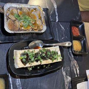 Khan Skewer Restaurant - Garlic clam noodles and century egg tofu - Barbeque Near Me - Honolulu, Hawaii Khan Skewer Restaurant - Garlic clam noodles and century egg tofu - Barbeque Near Me - Honolulu, Hawaii