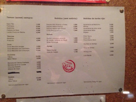 Menu photo 2 Taberna Do Vilarinho Lisbon, 11