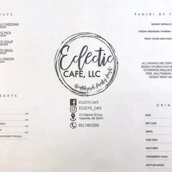 Eclectic Cafe - Front page menu - Cafes Near Me - Poplarville, Mississippi Eclectic Cafe - Front page menu - Cafes Near Me - Poplarville, Mississippi