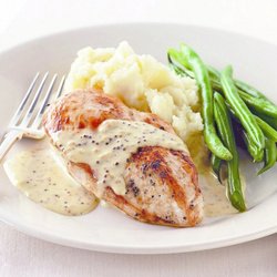 Mustard chicken with garlic sweet potatoes mash