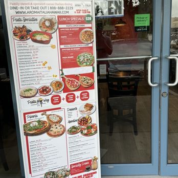 Aroma Italia - Storefront menu sign. - Pizza Near Me - Honolulu, Hawaii Aroma Italia - Storefront menu sign. - Pizza Near Me - Honolulu, Hawaii