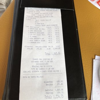 La Parrilla - The bill. This restaurant adds a fair tip and I like that. Other places added 35% so travelers beware. - Mexican Near Me - Playa del Carmen, ROO La Parrilla - The bill. This restaurant adds a fair tip and I like that. Other places added 35% so travelers beware. - Mexican Near Me - Playa del Carmen, ROO