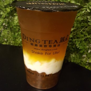 Ding Tea - Jasmine tea w sea cream & boba (70% sugar & no ice) - Coffee & Tea Near Me - San Diego, California