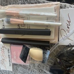 Lashes, powder puffs, lip liners and beauty sponges.