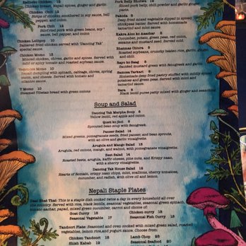 Dancing Yak - Menu (front side) - Himalayan/Nepalese Near Me - San Francisco, California