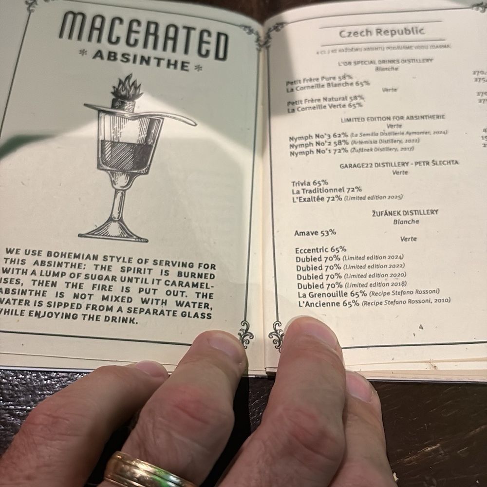 Absintherie - Menu - Cocktail Bars Near Me - Prague, Puerto Rico Absintherie - Menu - Cocktail Bars Near Me - Prague, Puerto Rico