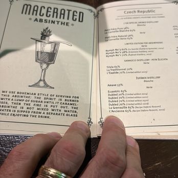 Absintherie - Menu - Cocktail Bars Near Me - Prague, Puerto Rico