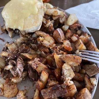 The Cure Cafe - Brisket Benny. Very generous with the home fries. Too bad the brisket lacked flavor. - New American Near Me - New Boston, New Hampshire The Cure Cafe - Brisket Benny. Very generous with the home fries. Too bad the brisket lacked flavor. - New American Near Me - New Boston, New Hampshire