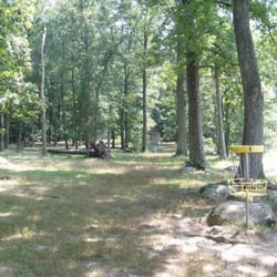 Boulder Woods Disc Golf Course - A really good shot of what you're dealing with when playing Boulder Woods. Trees, trees, and more trees.
