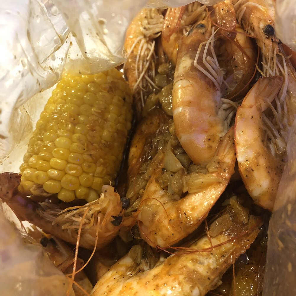 Bag O' Crab - Flavorless head-on shrimp. The sauce was sad and disappointing. Corn way overcooked and mushy. - Seafood Near Me - Berkeley, California