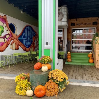 Nine Pin Cider - deck the falls! Nine Pin's pimped out with all the pumpkins - Breweries Near Me - Albany, New York