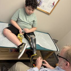 New Beginnings Orthotics and Prosthetics - Prosthetic running blade for a child.