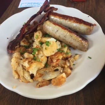 The Hatchery - Sausage, bacon, eggs, home fries and pancakes. Very good. - Breakfast & Brunch Near Me - Ludlow, Vermont The Hatchery - Sausage, bacon, eggs, home fries and pancakes. Very good. - Breakfast & Brunch Near Me - Ludlow, Vermont