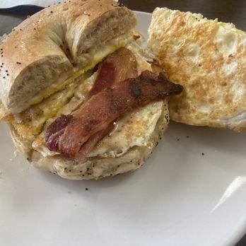 Brunch House - Bacon, Egg, & Cheese on a very dry bagel - Breakfast & Brunch Near Me - Prospect, Connecticut
