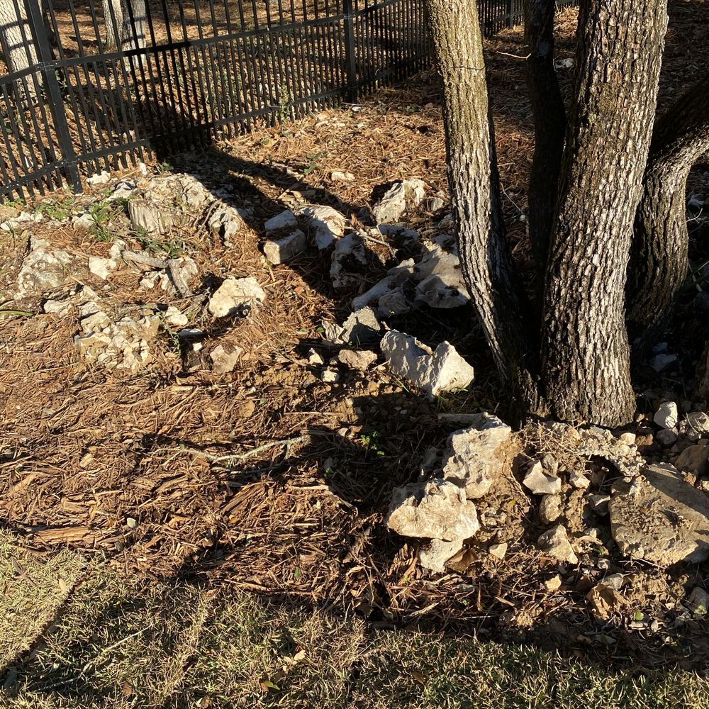 CLC Landscaping - Mulch thrown on rocks - Tree Services Near Me - San Marcos, Texas