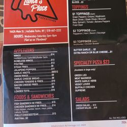 Lance's Place Pizza Kitchen - Takeout Menu