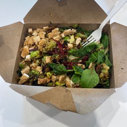 Brussels to the beet salad with grilled chicken