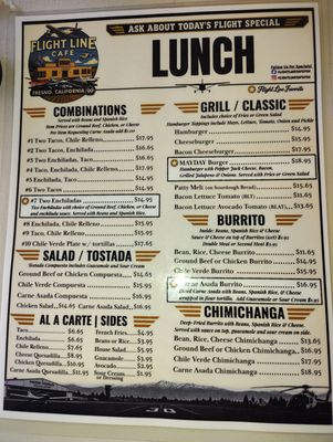 Menu photo 1 Flight Line Café Fresno, CA