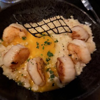 Affäre - Scallops shrimp cracked egg on risotto - German Near Me - Kansas City, Missouri Affäre - Scallops shrimp cracked egg on risotto - German Near Me - Kansas City, Missouri
