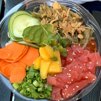 Raleigh Raw Juice Bar & Cafe - Sweet and Savory bowl, half and half rice and salad, with tuna for protein! - Juice Bars & Smoothies Near Me - Raleigh, North Carolina