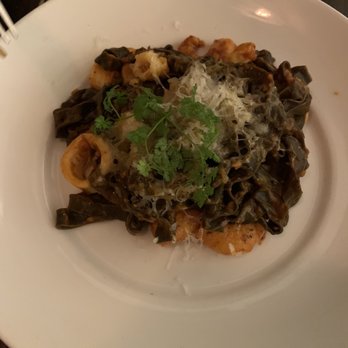 La Cuchara - Shrimp and calamari with squid-ink pasta - Basque Near Me - Baltimore, Maryland La Cuchara - Shrimp and calamari with squid-ink pasta - Basque Near Me - Baltimore, Maryland