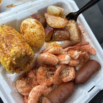 Fat & Fine Crab Shack - 1/2 lb shrimp boil, spicy - Seafood Near Me - Brunswick, Georgia