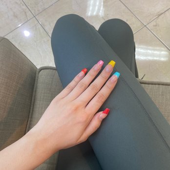 Pampered Nails and Spa - Colorful French tip - Nail Salons Near Me - Lancaster, California Pampered Nails and Spa - Colorful French tip - Nail Salons Near Me - Lancaster, California