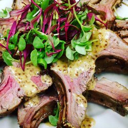 Grilled Crusted Lamb with Whole Grain Mustard Sauce
