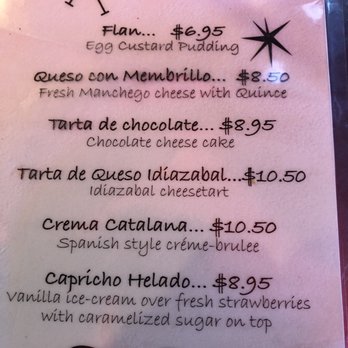 Costa Brava - Dessert menu - Tapas Bars Near Me - San Diego, California Costa Brava - Dessert menu - Tapas Bars Near Me - San Diego, California