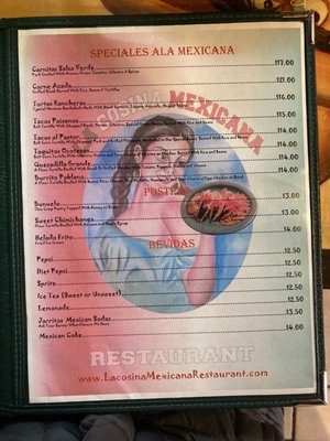 Menu photo 1 La Cosina Mexicana Queensbury, NY