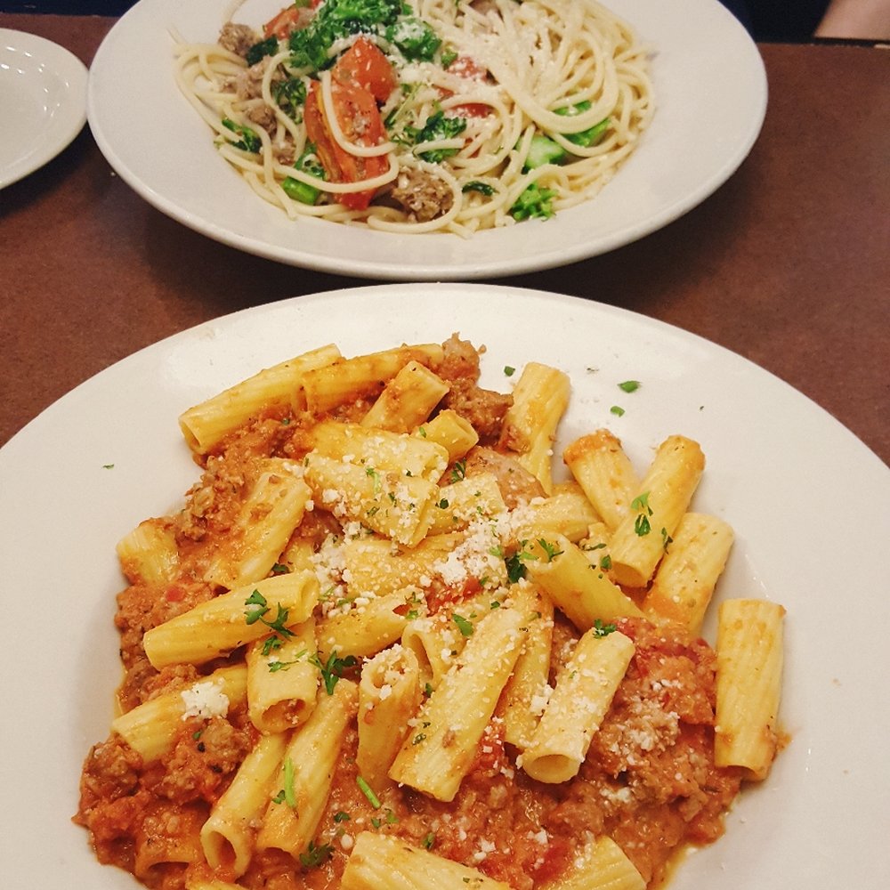 Monica's - Rigatoni Bolognese and something with broccolini! - Italian Near Me - Coralville, Iowa Monica's - Rigatoni Bolognese and something with broccolini! - Italian Near Me - Coralville, Iowa
