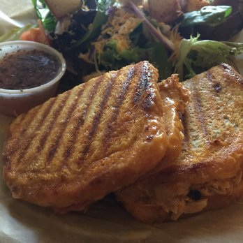 Schiraz - Buffalo chicken panini and salad - Cafes Near Me - Jacksonville, Illinois