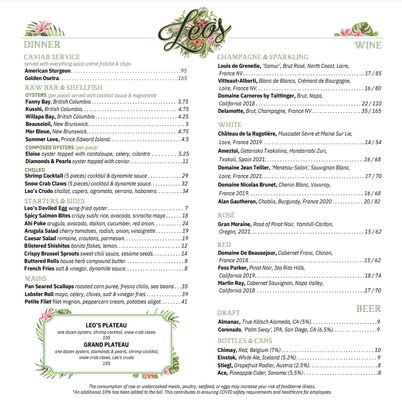 Menu photo 7 Leo's Oyster Bar San Francisco, CA
