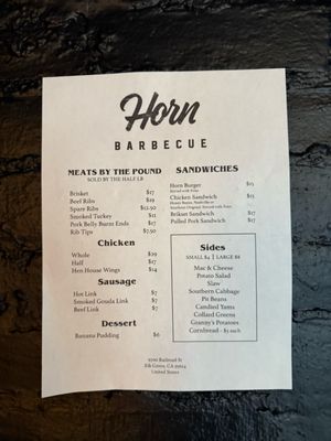 Menu photo 2 Horn Barbecue Elk Grove, CA