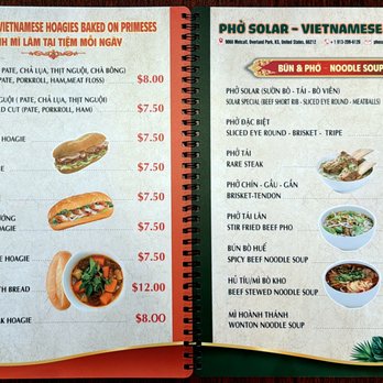 Pho Solar - Menu (1 of 3) - Vietnamese Near Me - Overland Park, Kansas