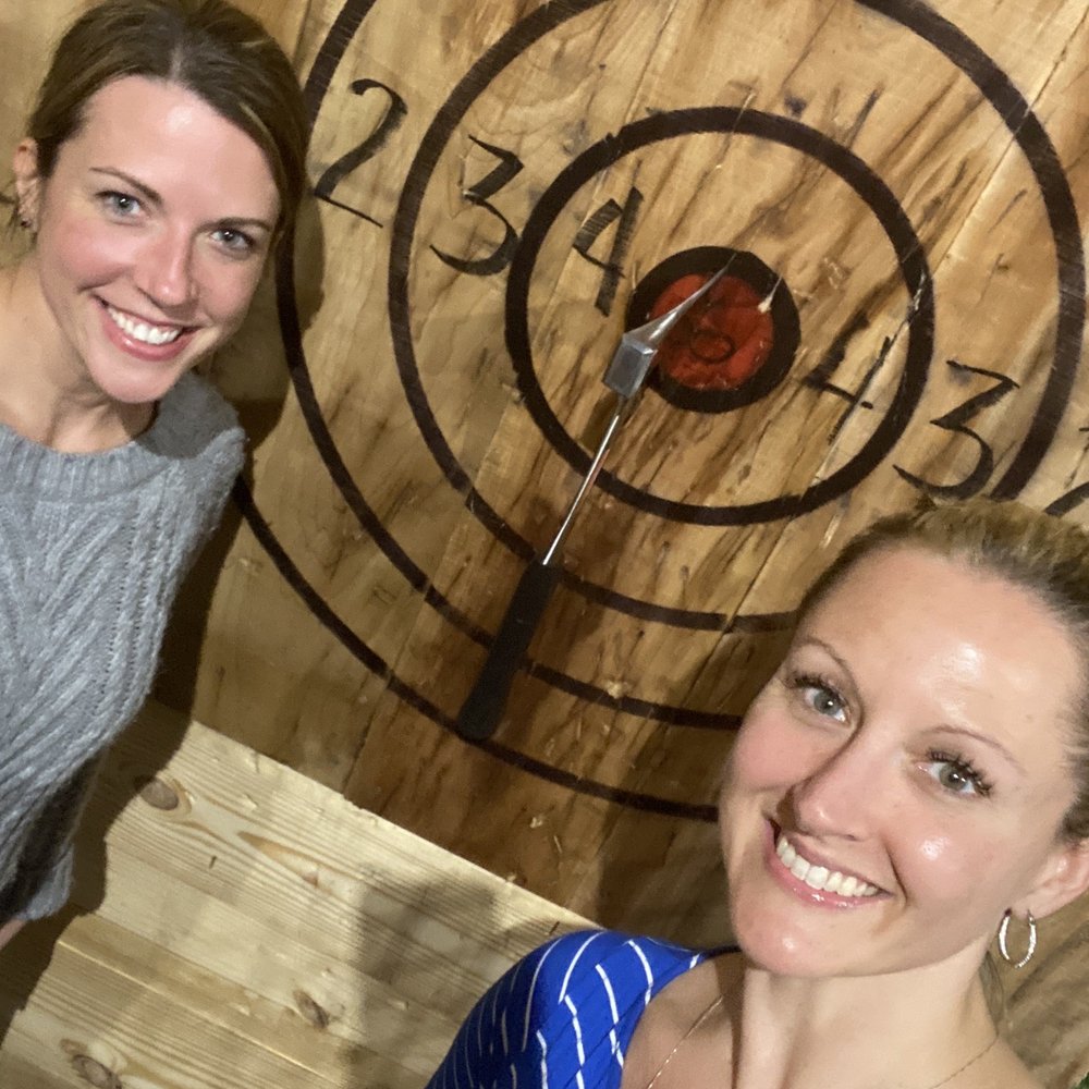 The Axe Joint - two women standing in front of a target - Axe Throwing Near Me - Summerville, South Carolina The Axe Joint - two women standing in front of a target - Axe Throwing Near Me - Summerville, South Carolina