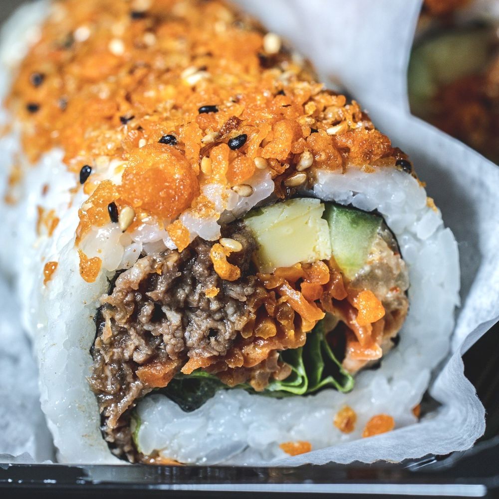 Iro Sushi Stuff X Roll - Meat Lover Sushi Roll. - Sushi Bars Near Me - Irvine, California Iro Sushi Stuff X Roll - Meat Lover Sushi Roll. - Sushi Bars Near Me - Irvine, California
