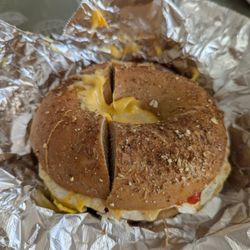 Bagel Garden - Pork roll egg and cheese on a multigrain bagel