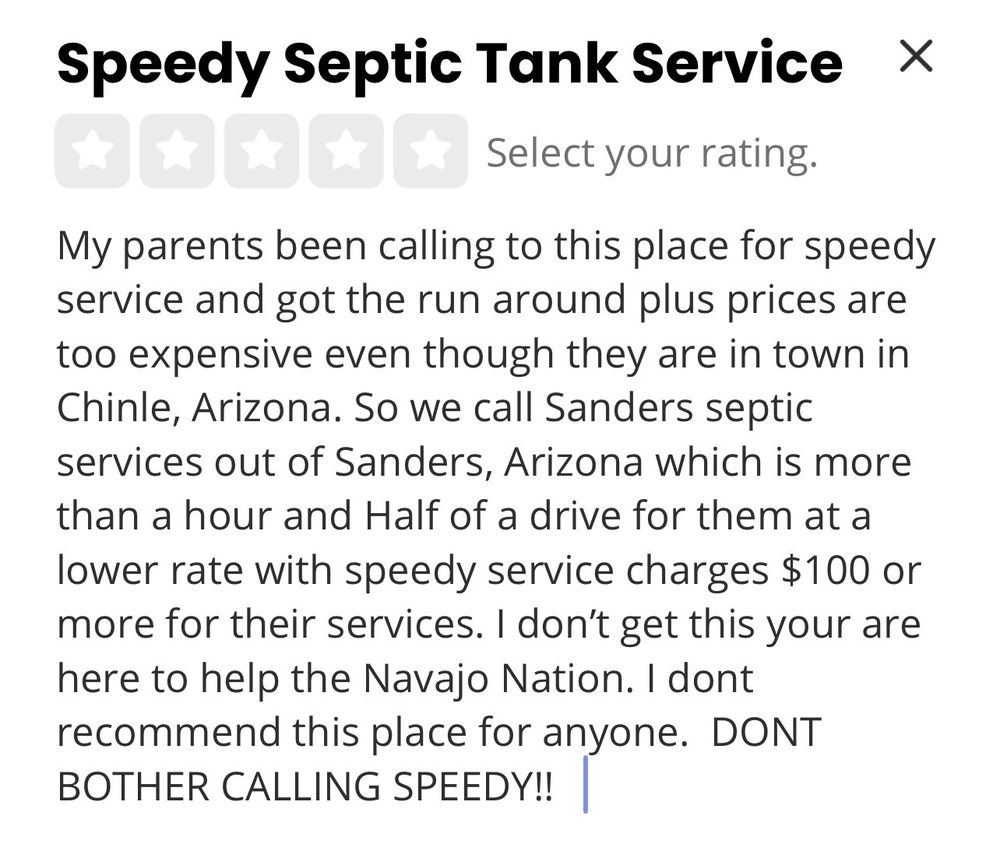 SPEEDY SEPTIC TANK SERVICE Updated October 2024 Chinle, Arizona