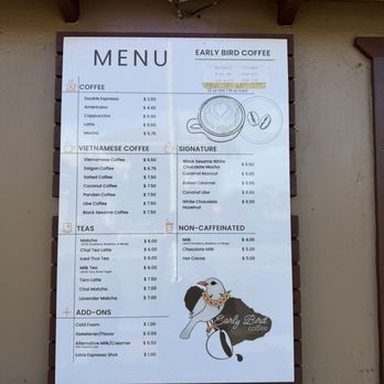Early Bird Coffee - Menu Feb 2026 - Coffee & Tea Near Me - Kihei, Hawaii Early Bird Coffee - Menu Feb 2026 - Coffee & Tea Near Me - Kihei, Hawaii