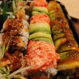 a close up of a plate of sushi