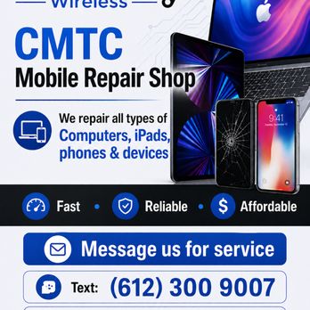 CMTC Wireless - Come visit CMTC in Columbia Heights! We specialize in screen repairs for iPhones and Androids, battery replacements, & other device repairs! - Mobile Phones Near Me - Saint Anthony, Minnesota CMTC Wireless - Come visit CMTC in Columbia Heights! We specialize in screen repairs for iPhones and Androids, battery replacements, & other device repairs! - Mobile Phones Near Me - Saint Anthony, Minnesota