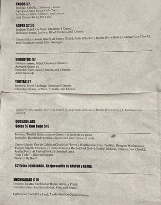 Menu photo 2 Taqueria La Princesa La Puente, CA