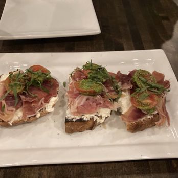 Modern Plate - Burrata toast - don't bite, use a fork and knife. Not great for date bc messy - Cocktail Bars Near Me - Elmhurst, Illinois