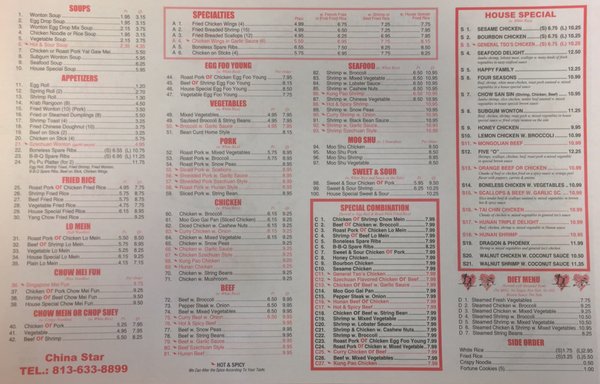 Menu photo 4 China Star Sun City Center, FL